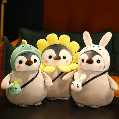 25cm Penguin Costume Plush – Dinosaur & Flower Styles