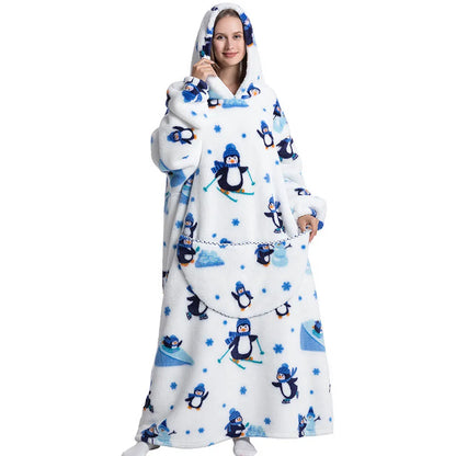 Oversized Sherpa Blanket Hoodie – Warm Wearable Fleece