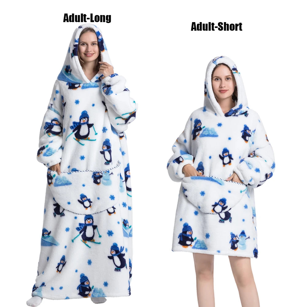 Cocoon Giant Wearable Blanket with Sleeves – Extra-Long Fleece