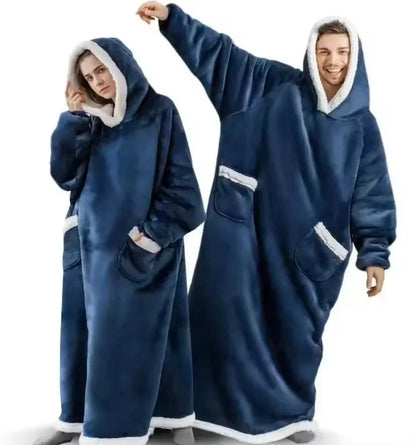 180cm Extra-Long Blanket Hoodie with Sleeves