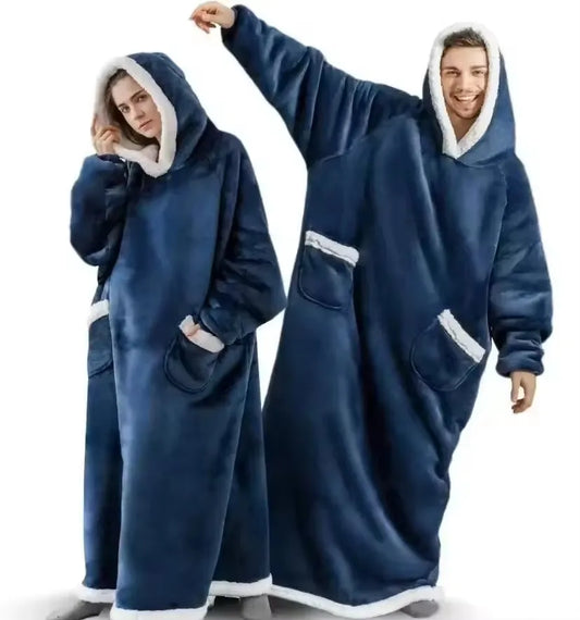 180cm Extra-Long Blanket Hoodie with Sleeves