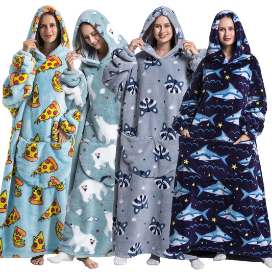 Oversized Sherpa Blanket Hoodie – Warm Wearable Fleece