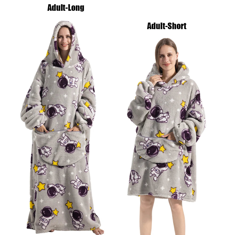 Cocoon Giant Wearable Blanket with Sleeves – Extra-Long Fleece