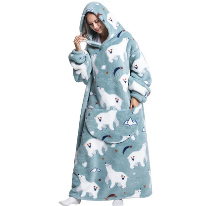 Oversized Sherpa Blanket Hoodie – Warm Wearable Fleece