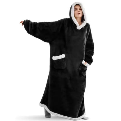 180cm Extra-Long Blanket Hoodie with Sleeves