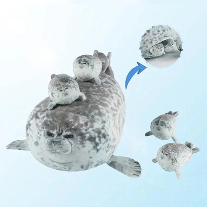 40cm Mother Seal Plush Set with 4 Baby Seals