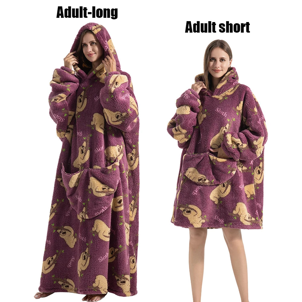 Cocoon Giant Wearable Blanket with Sleeves – Extra-Long Fleece
