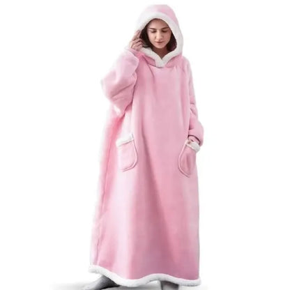 180cm Extra-Long Blanket Hoodie with Sleeves