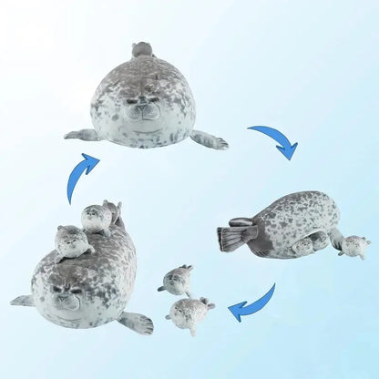 40cm Mother Seal Plush Set with 4 Baby Seals