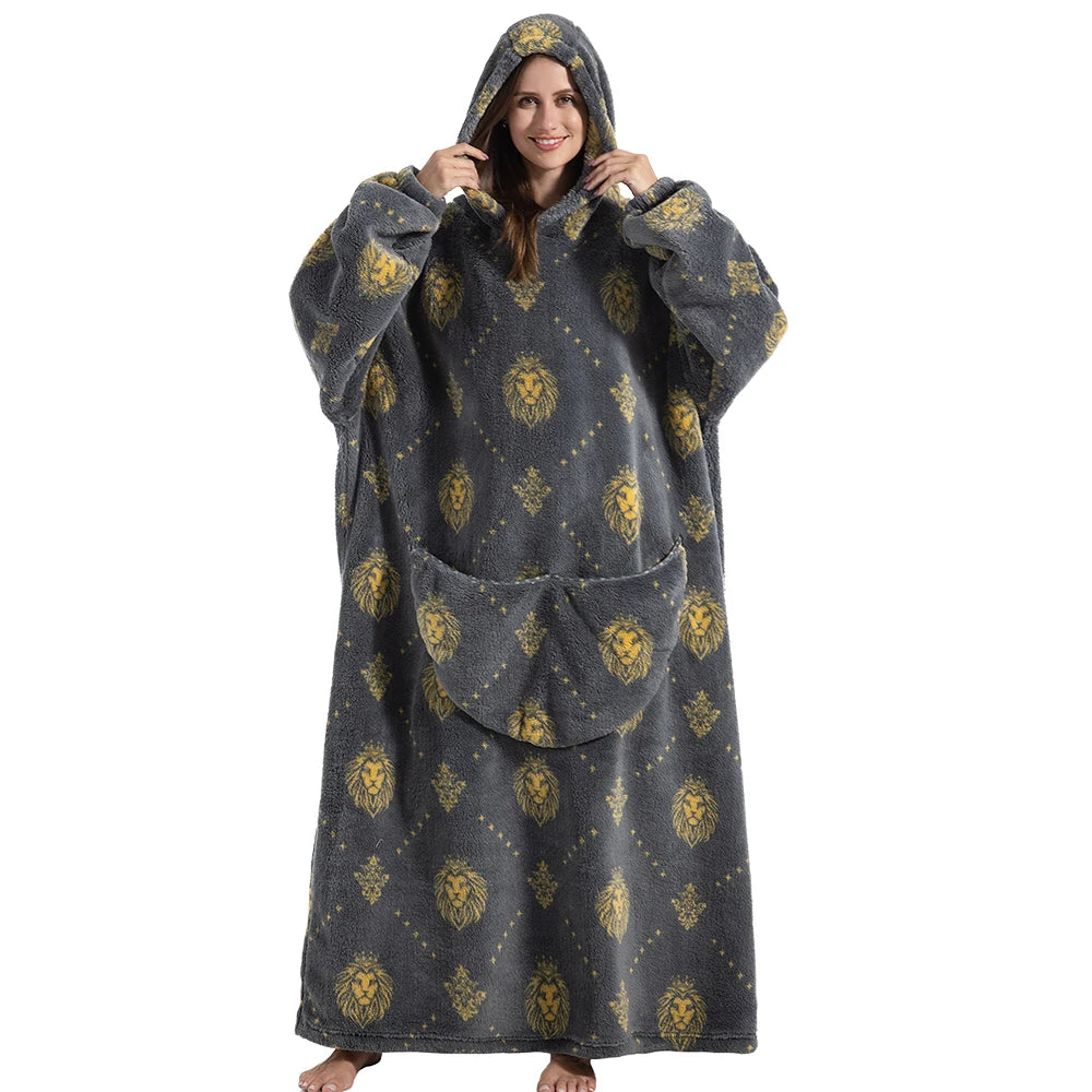 Oversized Sherpa Blanket Hoodie – Warm Wearable Fleece