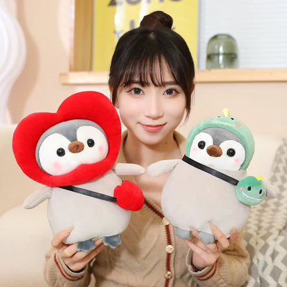 25cm Penguin Costume Plush – Dinosaur & Flower Styles