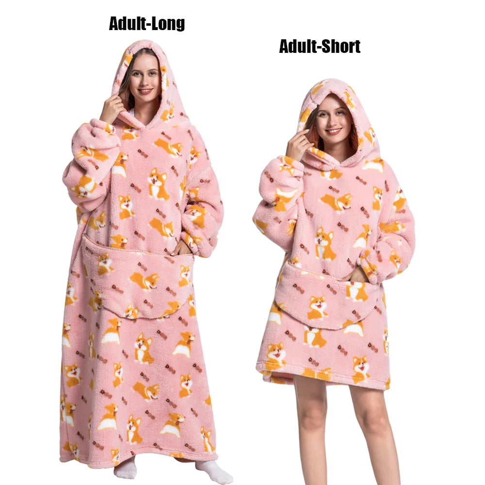Cocoon Giant Wearable Blanket with Sleeves – Extra-Long Fleece