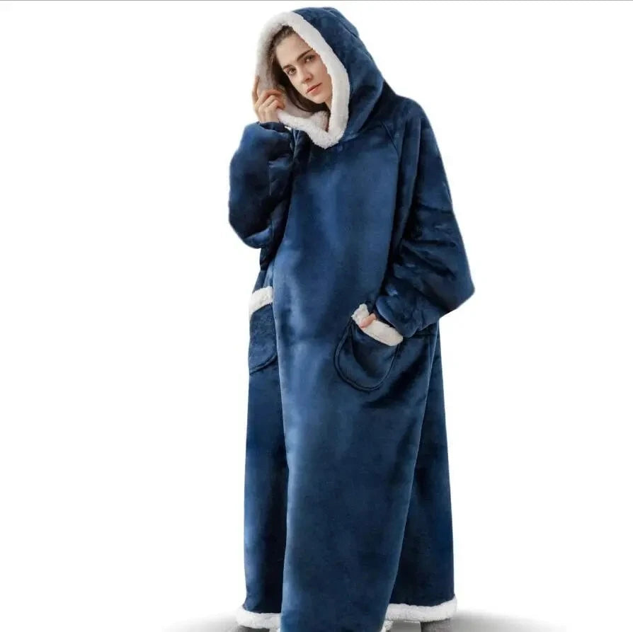 180cm Extra-Long Blanket Hoodie with Sleeves