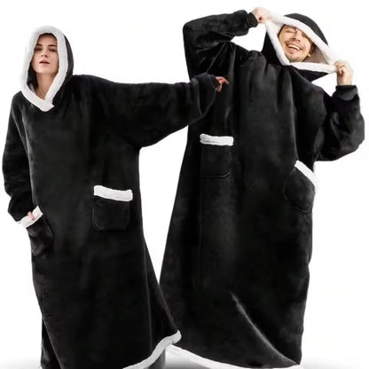 180cm Extra-Long Blanket Hoodie with Sleeves