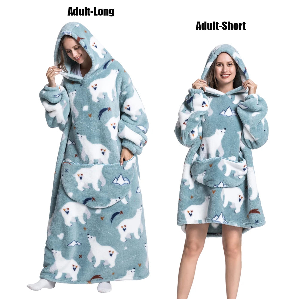 Cocoon Giant Wearable Blanket with Sleeves – Extra-Long Fleece