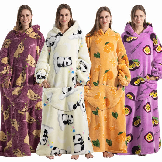 Cocoon Giant Wearable Blanket with Sleeves – Extra-Long Fleece