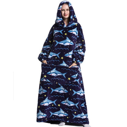 Oversized Sherpa Blanket Hoodie – Warm Wearable Fleece